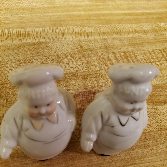 Vintage 1940s Chef Salt & Pepper Shakers Japan MCM Bakers Sunshine Cracker Co. - Picture 9 of 9